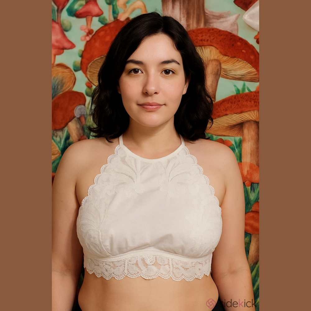 Colsie White Halter Top Floral Lace Bralette